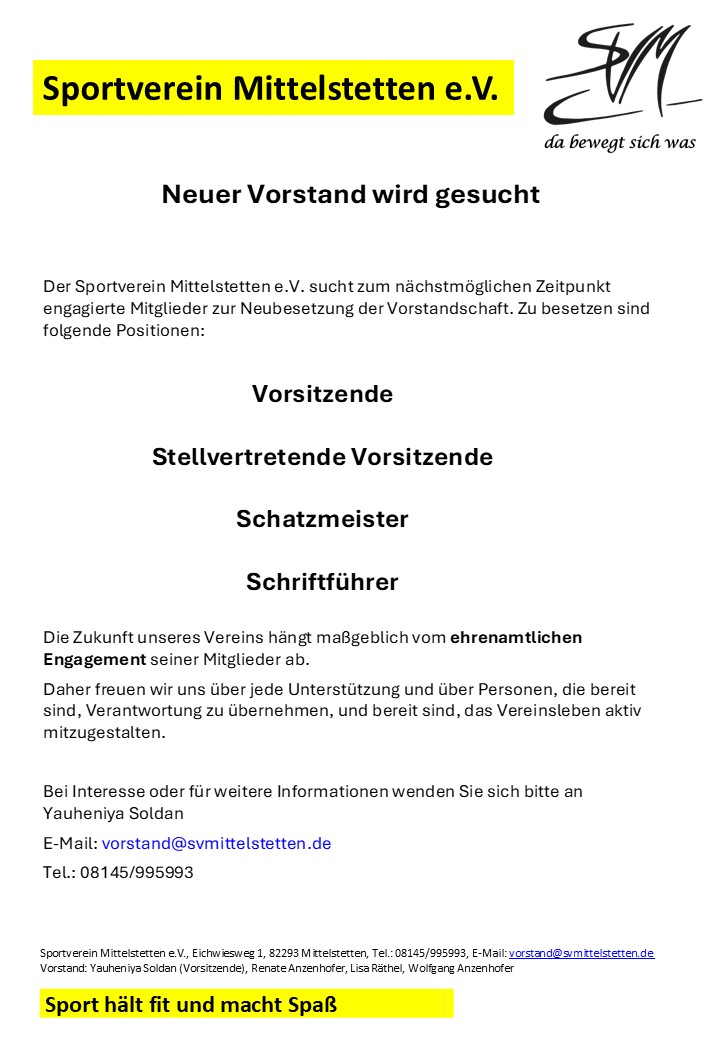 Neuer Vorstand wird gesucht